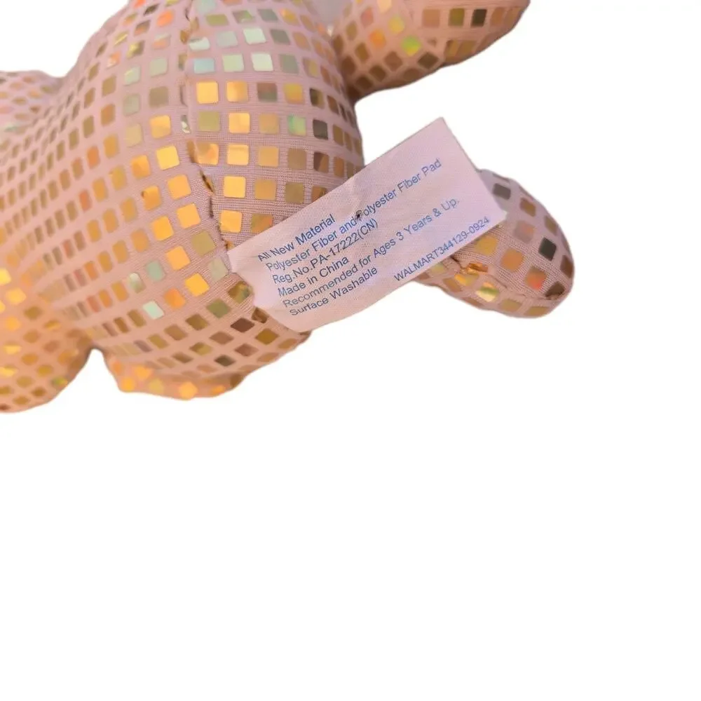 Way to Celebrate Walmart Stuffed Plush Gold Orange Bling Disco Bunny 12 Inch